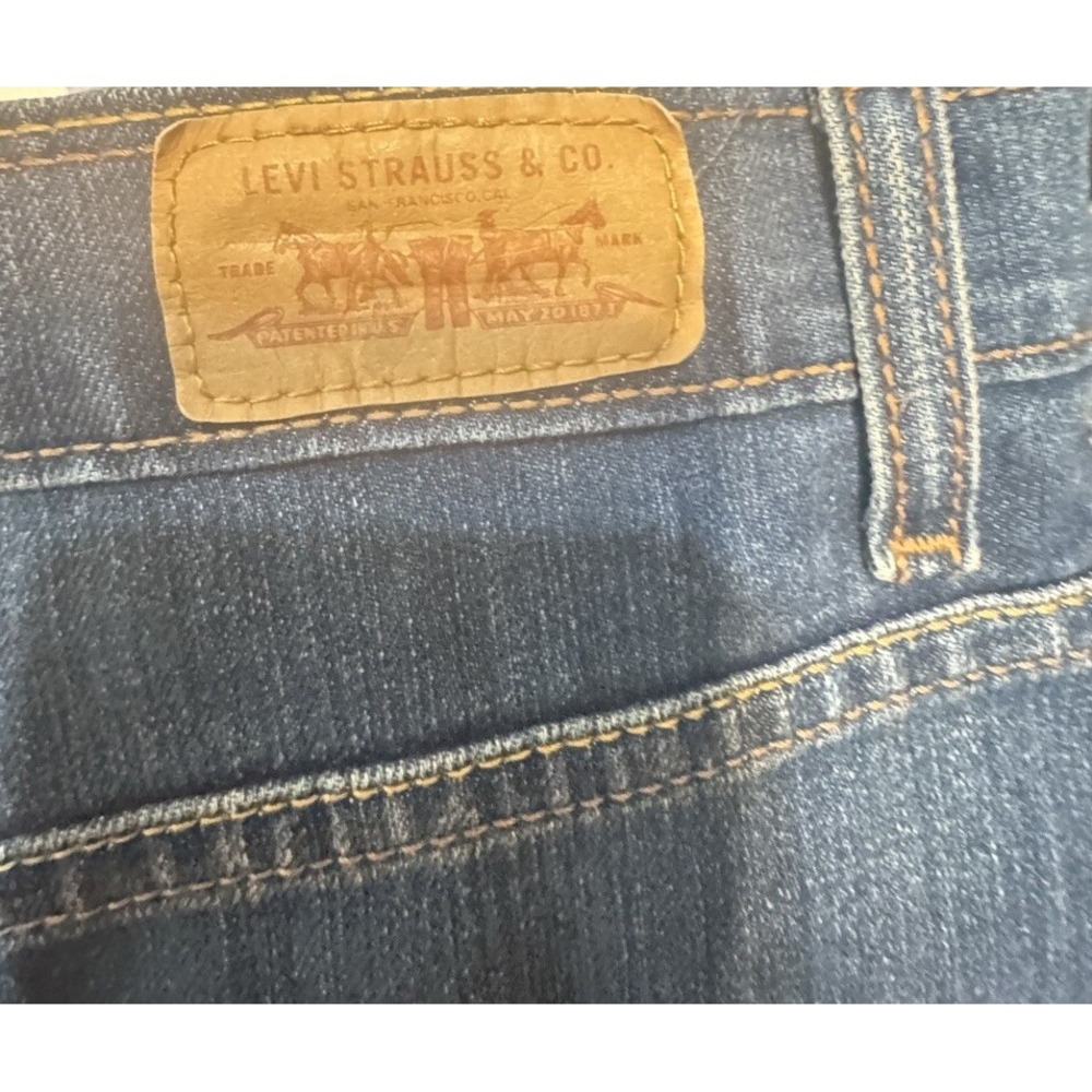 Levis Skirt Womens Size 14 Jean Mini Skirt Dark Wash Stretch‎ Denim Pockets - Picture 3 of 5